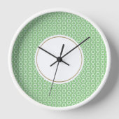 Fun Geometric Sage Green White Tiled Art Außenring Uhr (Vorderseite)