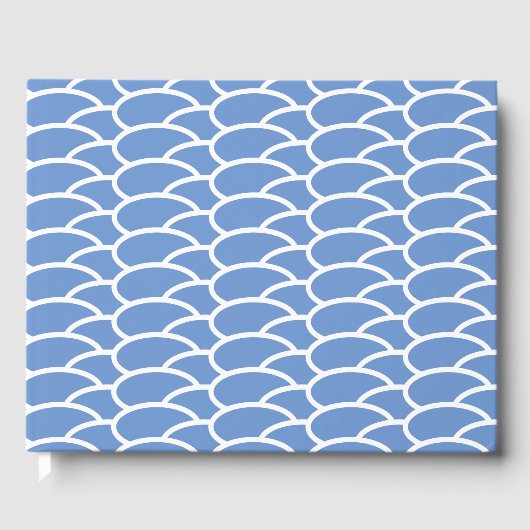 Fun Geometric Tiled Light Blue White Waves Muster Gästebuch (Vorderseite)