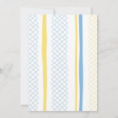 Fun Geometric Yellow & Blue Baby Shower Invitation Einladung (Rückseite)