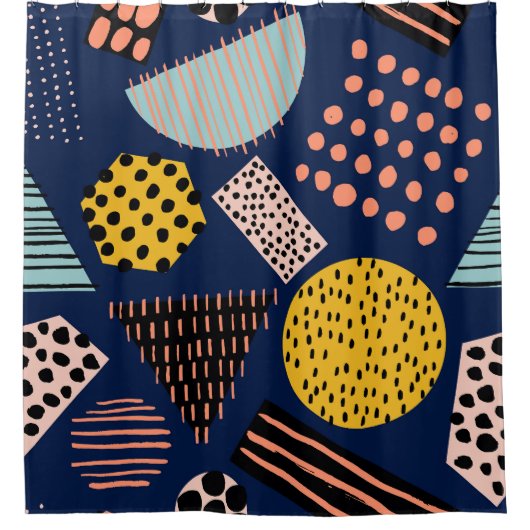 Fun Geometrie: Abstraktes mehrfarbiges Muster Duschvorhang (Vorderseite)