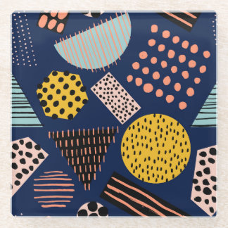 Fun Geometrie: Abstraktes mehrfarbiges Muster Glasuntersetzer