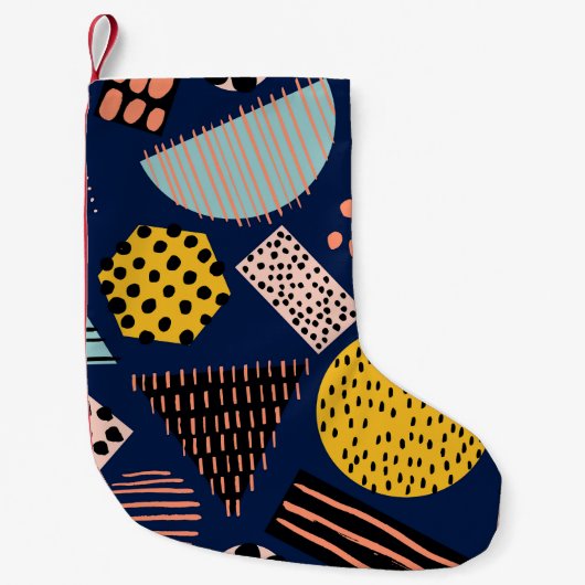Fun Geometrie: Abstraktes mehrfarbiges Muster Kleiner Weihnachtsstrumpf (Vorderseite)