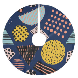 Fun Geometrie: Abstraktes mehrfarbiges Muster Polyester Weihnachtsbaumdecke