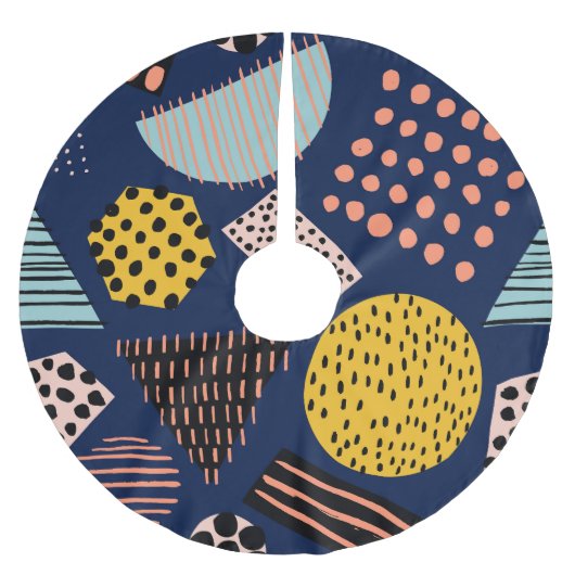 Fun Geometrie: Abstraktes mehrfarbiges Muster Polyester Weihnachtsbaumdecke (Vorderseite)