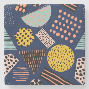 Fun Geometrie: Abstraktes mehrfarbiges Muster Steinuntersetzer