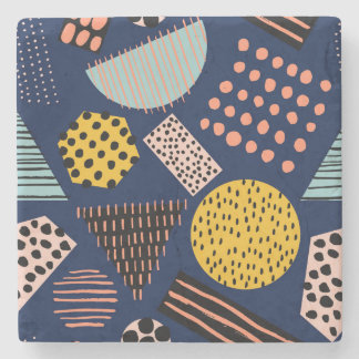 Fun Geometrie: Abstraktes mehrfarbiges Muster Steinuntersetzer