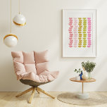 Fun geometrische Form Kunst in Frühling Grün und R Poster<br><div class="desc">Ein helles und fröhliches geometrisches Muster von Halbkreisen in Rosa und Grün.</div>