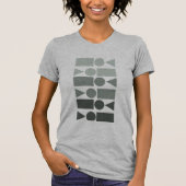 Fun geometrische Formen Design in Grau Ombre T-Shirt (Vorderseite)