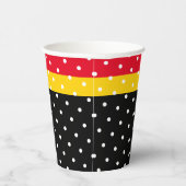 Fun gepunktete, hellgelbe Streifen auf schwarzen S Pappbecher (Rechts)