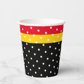 Fun gepunktete, hellgelbe Streifen auf schwarzen S Pappbecher (Vorderseite)