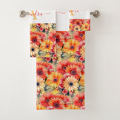 Fun Gerbera Daisies Floral Towel Set (Insitu)