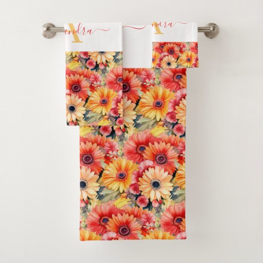 Fun Gerbera Daisies Floral Towel Set (Insitu)