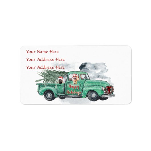Fun German Shepherd in Truck Holiday Address Label Adressaufkleber (Vorne)