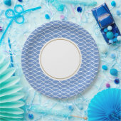 Fun geteerte blaue Waves Muster White Center Circl Pappteller (Party)