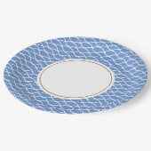 Fun geteerte blaue Waves Muster White Center Circl Pappteller (Schrägansicht)