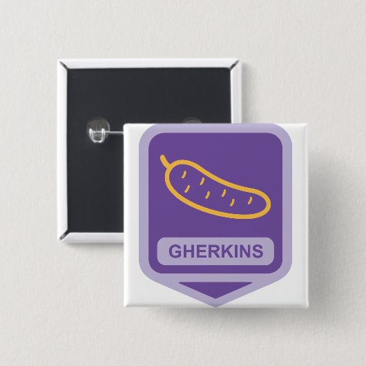 Fun Gherkin Pickle Icon Purple and Yellow Button (Vorne & Hinten)