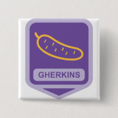 Fun Gherkin Pickle Icon Purple and Yellow Button (Vorderseite)