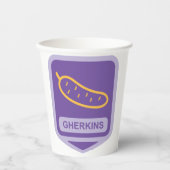 Fun Gherkin Pickle Icon Purple and Yellow Pappbecher (Vorderseite)