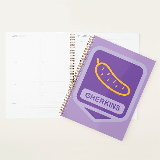 Fun Gherkin Pickle Icon Purple and Yellow Planer