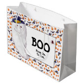 Fun Ghost Boo Halloween Große Geschenktüte (Rückseite Schrägansicht)