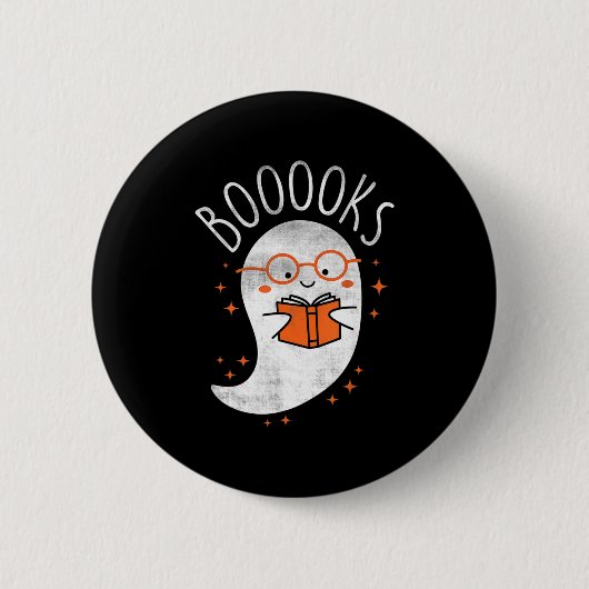 Fun Ghost Book Reading Halloween Niedlich Teacher Button (Vorderseite)