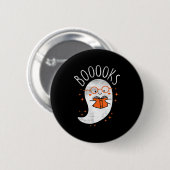 Fun Ghost Book Reading Halloween Niedlich Teacher Button (Vorne & Hinten)