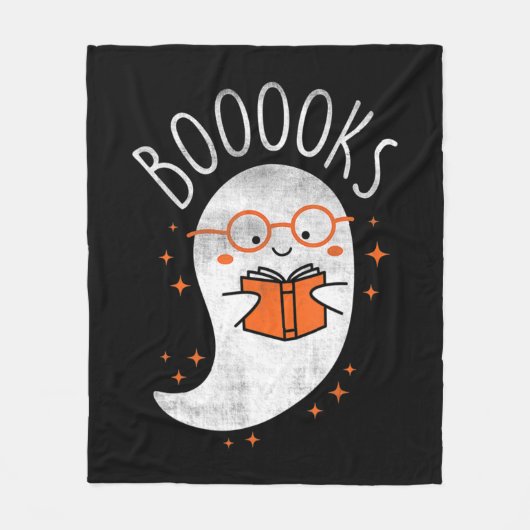 Fun Ghost Book Reading Halloween Niedlich Teacher Fleecedecke (Vorderseite)