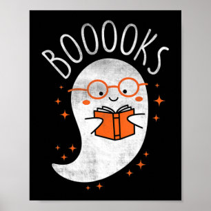 Fun Ghost Book Reading Halloween Niedlich Teacher Poster