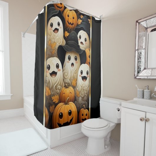 Fun Ghosts & Kürbislaterne Pumpkins Duschvorhang (Beispiel)