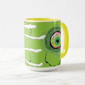 Fun Ghoulishly Zombie Eyeball Puddles Scratched Tasse (VorderseiteRechts)