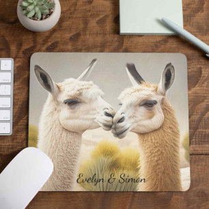 Fun Gift für Paare Verlobt Küssen von Lamas Mousepad