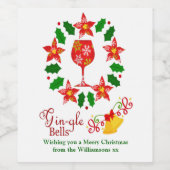 Fun Gin Gle Bells Rot und Grün Weihnachten Weinetikett (Einzelnes Label)