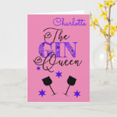 Fun Gin Queen Pink Geburtstag Karte (Gelbe Blume)