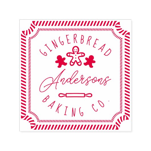 Fun Gingerbread Cookies Personalisiert Familiennam Permastempel (Design)