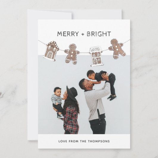 Fun Gingerbread Gingham Family Foto Feiertagskarte (Vorderseite)