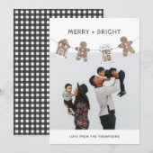 Fun Gingerbread Gingham Family Foto Feiertagskarte (Vorne/Hinten)