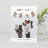 Fun Gingerbread Gingham Family Foto Feiertagskarte (Stehend Vorderseite)