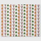 Fun Gingerbread Man Rentier Weihnachtsbaum Geschenkpapier (Flach)