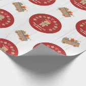 Fun Gingerbrei Cookie Skriptname Rustic Wood Red Geschenkpapier (Ecke)