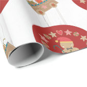 Fun Gingerbrei Cookie Skriptname Rustic Wood Red Geschenkpapier (Rolleneckpunkt)