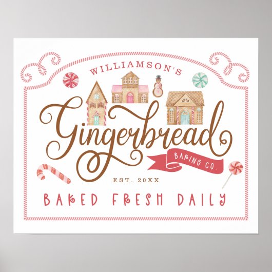 Fun Gingerbrot Bäckerei Co Personalisiert Familien Poster (Vorne)
