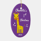 Fun Giraffe Baby's erste Weihnachtsgeschenk Lila Keramikornament (Rechts)