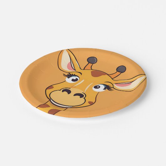 Fun giraffe Face Safari Wilder Dschungel Geburtsta Pappteller (Schrägansicht)