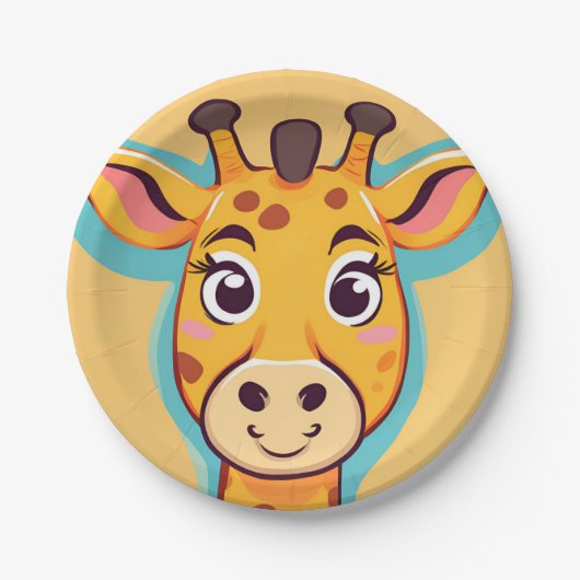 Fun giraffe Face Safari Wilder Dschungel Geburtsta Pappteller (Vorderseite)