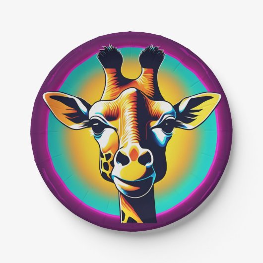 Fun giraffe Face Safari Wilder Dschungel Geburtsta Pappteller (Vorderseite)