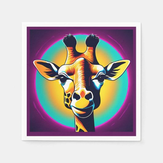 Fun giraffe Face Safari Wilder Dschungel Geburtsta Serviette (Vorderseite)