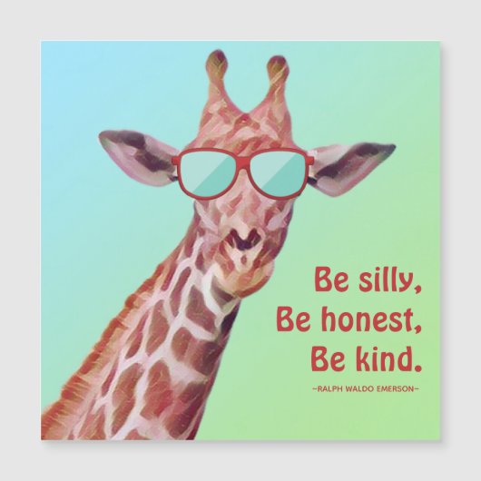Fun Giraffe Inspiration Zitat Emerson Albern sein Magnetkarte (Vorderseite)