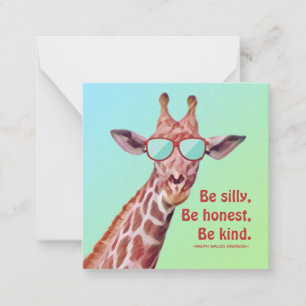 Fun Giraffe Inspiration Zitat Emerson Albern sein Mitteilungskarte