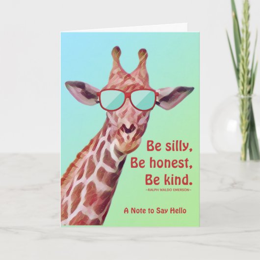 Fun Giraffe Motivierend sei Albern Emerson Quote Karte (Vorderseite)