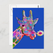 Fun Giraffe Sonnenblumenfarben Postkarte (Vorne/Hinten)